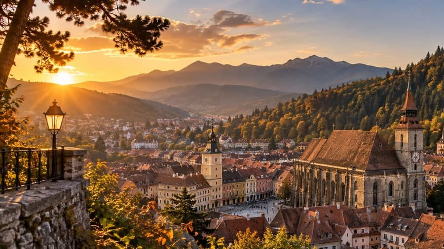 Piața Sfatului din Brașov, sub Tâmpa